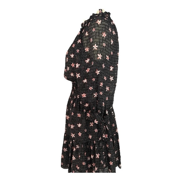 Rebecca Taylor Women’s Maui Clip Floral Dress Black Silk Whimsigoth Dark Romance - Picture 4 of 13